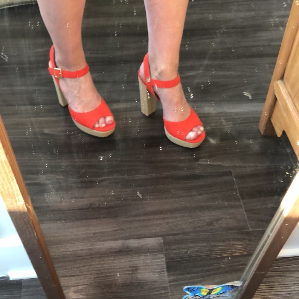 NBW Jessica Simpson Priella Tangerine and Natural Platform Sandal - Picture 11 of 11